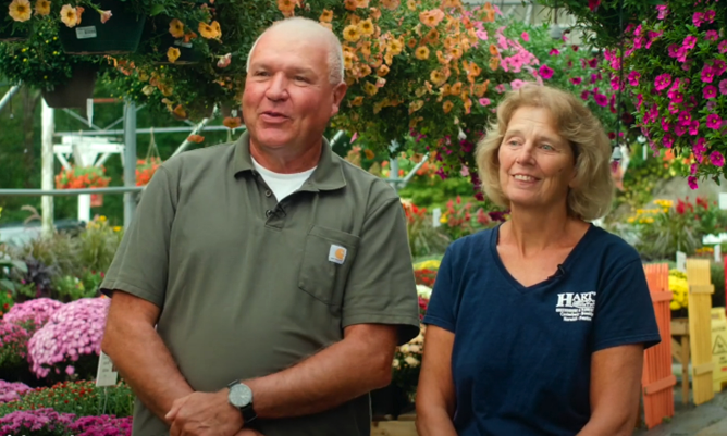 David and Joyce Hart, owners of Hart's Greenhouse and Garden Center in Canterbury, Connecticut. Courtesy of UConn Extension.