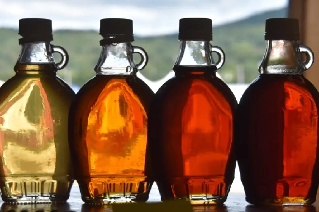 Pure maple syrup is graded on four key attributes: Color, clarity, density and flavor. Credit: UVM Extension. 