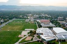 aerial view of Colorado State University, courtesy of CSU